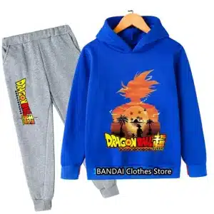 Sunset Goku Silhouette Blue Kids Hoodie & Grey Sweatpants Set