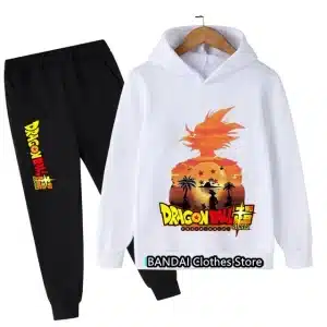 Sunset Goku Silhouette White Kids Hoodie & Black Sweatpants Set