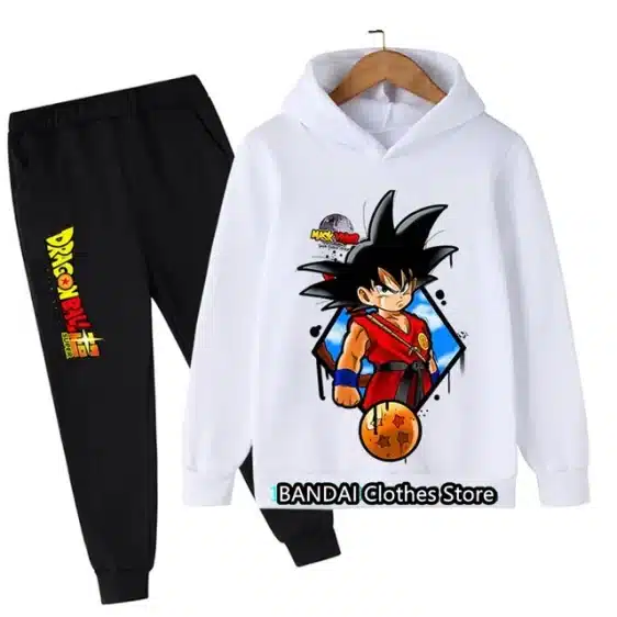 White Dragon Ball Super Kids Hoodie & Black Sweatpants Set