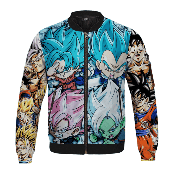 Colorful Chibi Dragon Ball Saiyan Heroes Children's Bomber Jacket