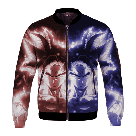 Dynamic Red and Blue Ultra Instinct Goku Bomber Jacket for Kids