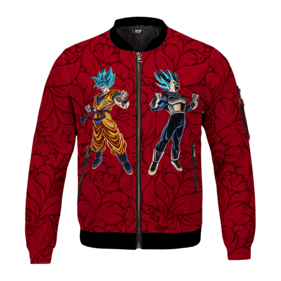 Goku & Vegeta Super Saiyan Blue Red Floral Bomber Jacket for Kids