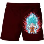 Chibi Goku Super Saiyan Blue Aura Anime Maroon Boys' Shorts