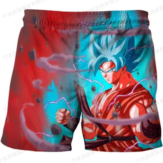 DBZ Saiyan Goku Red and Blue Power Aura Shorts for Kids