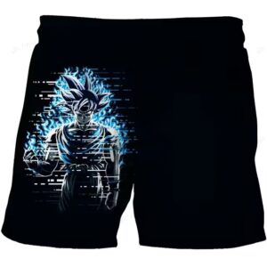 DBZ Super Saiyan Goku Blue Aura Glitch Shorts for Kids