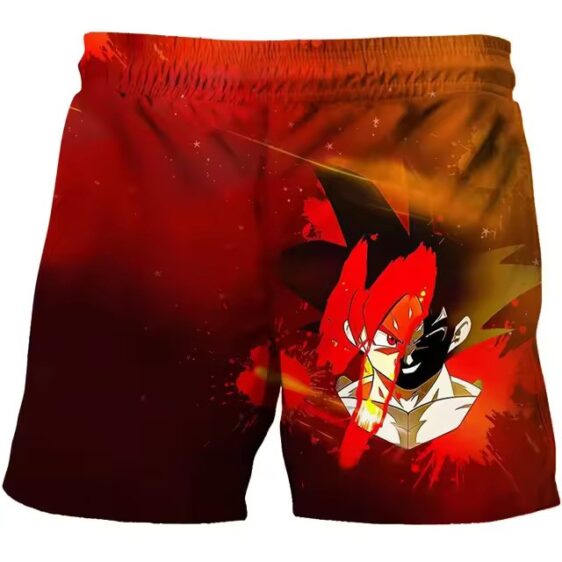 DBZ Super Saiyan Goku Red Paint Splatter Shorts for Boys