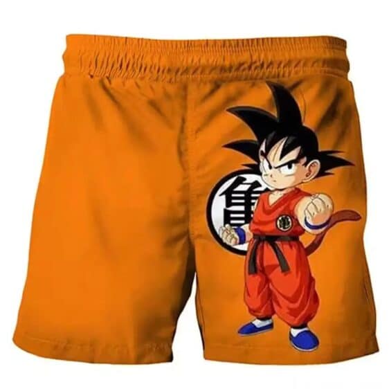 Dragon Ball Kid Goku Roshi Kanji Orange Shorts for Boys