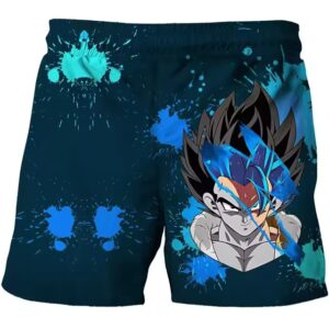 Dragon Ball Super Gogeta Blue Paint Splatter Shorts for Kids