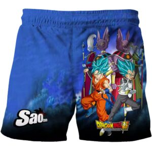 Dragon Ball Super Goku Beerus Gods Artwork Shorts for Boys