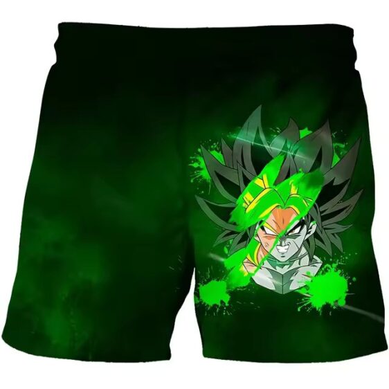 Legendary Super Saiyan Broly Green Splatter Kids Shorts