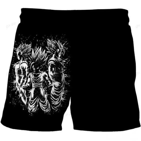 Saiyan Goku Vegeta Gohan Silhouette Black Children's Shorts