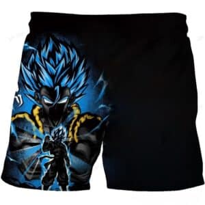 Super Saiyan Gogeta Blue Aura Silhouette Black Kids Shorts