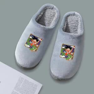 Adorable Kid Goku and Shenron Gray Dragon Ball Slippers