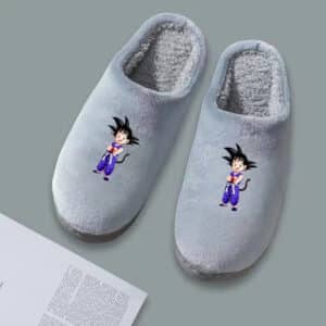 Dragon Ball GT Kid Goku Minimalist Icon Gray Plush Slippers