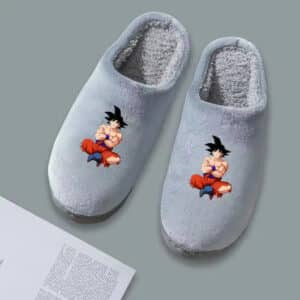 Dragon Ball Z Ripped Clothes Goku Meditation Gray Slippers