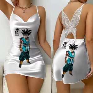 Base Form Goku Serious Pose Dragon Ball Lace Back Slip Dress