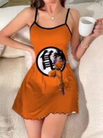 Base Form Son Goku Battle Stance Kanji Orange Slip Dress