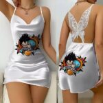 DBZ Bulma & Vegeta Tough Love Logo Sexy Lace Slip Dress