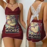 DBZ Evil Saiyan Majin Vegeta Wicked Maroon Slip Dress