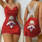 DBZ Funny Master Roshi Nosebleed Red Lace Back Slip Dress