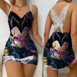 DBZ Scouter Vegeta Saiyan Warrior Lace Back Slip Dress