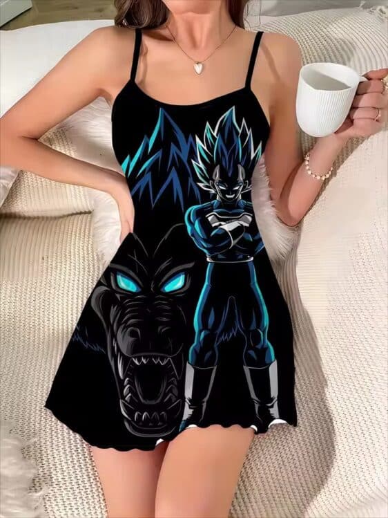 DBZ Super Saiyan Blue Vegeta Oozaru Art Black Slip Dress