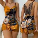 Dragon Ball Base Form Goku Peace Sign Lace Back Slip Dress