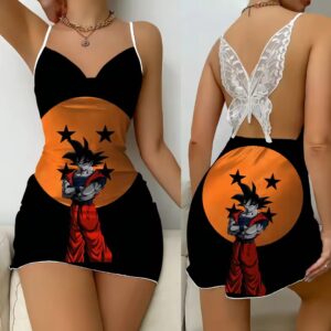 Dragon Ball Moonlit Base Form Goku Saiyan Art Slip Dress