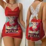 Dragon Ball Potara Fusion Vegito Red Lace Back Slip Dress