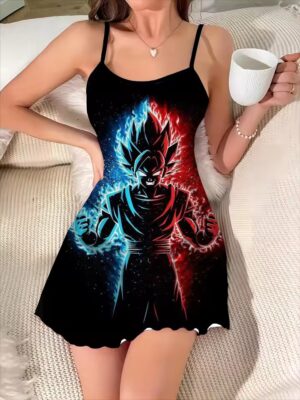 Dragon Ball Red-Blue Goku Super Saiyan Aura Slip Dress