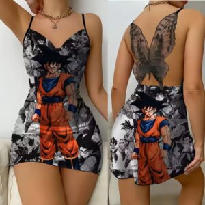 Dragon Ball Z Base Form Goku Collage Artwork Slip Dress