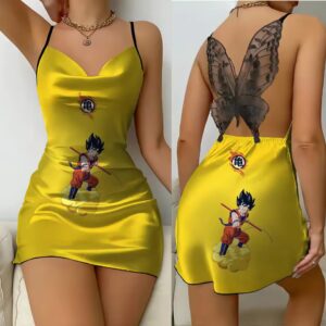 Dragon Ball Z Goku Nimbus Cloud Yellow Lace Back Slip Dress