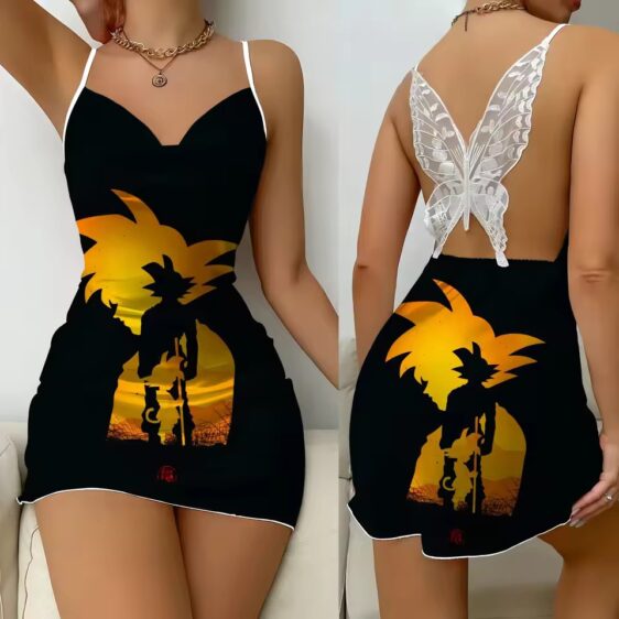 Dragon Ball Z Goku Sunset Silhouette Black Slip Dress