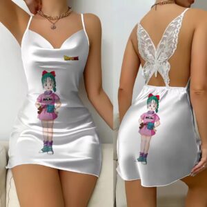 Dragon Ball Z Scientist Bulma Minimalist Logo Slip Dress