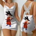 Dragon Ball Z Serious Kid Goku Silver Lace Back Slip Dress