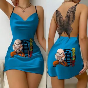 Krillin Kamehameha Kanji Dragon Ball Lace Back Slip Dress