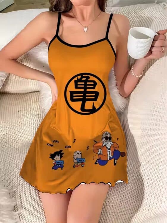 Master Roshi Kid Goku Krillin Kanji Dragon Ball Slip Dress