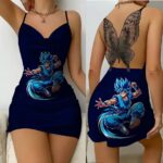 Super Saiyan Blue Goku Battle Mode DBZ Lace Back Slip Dress