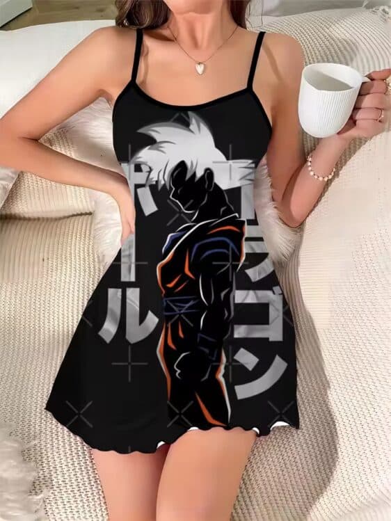 Ultra Instinct Goku Power Kanji Silhouette DBZ Slip Dress