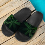 Fade to Black Marijuana Leaves Dope 420 Weed Slide Slippers