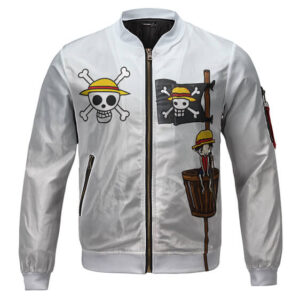 One Piece Luffy Cartoon Art Straw Hat Logo Bomber Jacket (Kids & Adults)