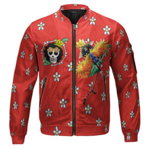 Soul King Brook Floral Pattern Design Red Bomber Jacket (Kids & Adults)