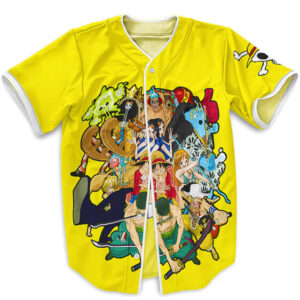 One Piece Straw Hat Pirate Crew Yellow Baseball Jersey (Kids & Adults)