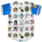 BSJ692 - One Piece Pirate Logos Pattern Awesome Baseball Shirt SUB2