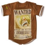 BSJ697 - One Piece Sanji Wanted Design Brown Baseball Jersey SUB2