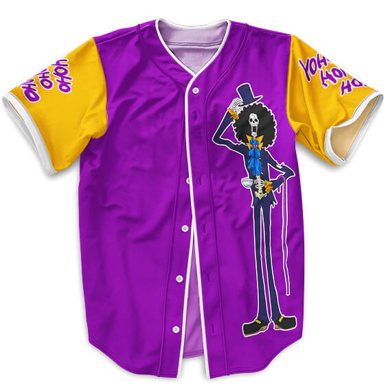 BSJ701 - One Piece Brook Character Design Violet Baseball Jersey MAIN