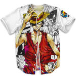 BSJ710 - One Piece Trendy Monkey D. Luffy White Baseball Uniform MAIN