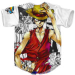 BSJ710 - One Piece Trendy Monkey D. Luffy White Baseball Uniform SUB2