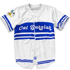 Straw Hat Cat Burglar Nami Symbol White Baseball Shirt (Kids & Adults)