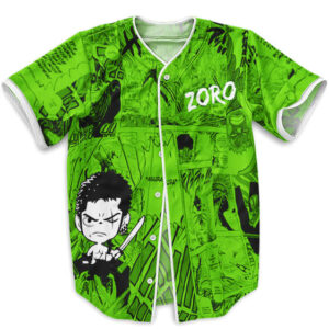 Roronoa Zoro Manga Art Design Green Baseball Jersey (Kids & Adults)